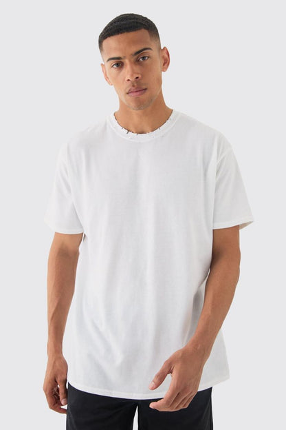 Plain Oversize Drop Shoulder T-Shirt (White)